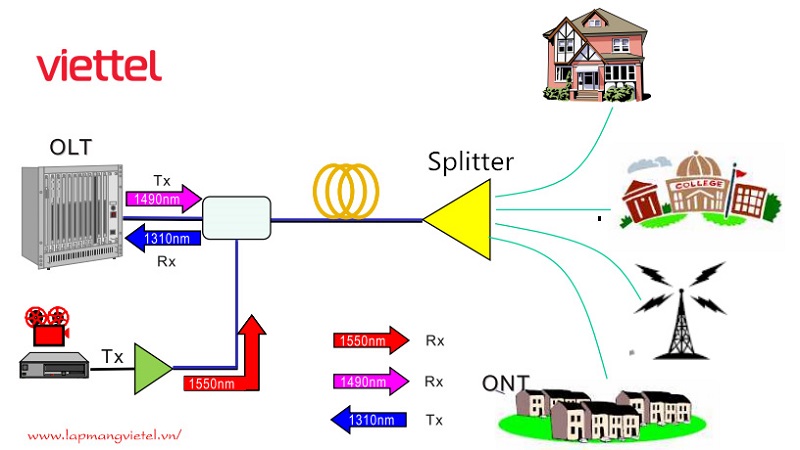 Lắp wifi Viettel cáp quang mô hình đầu nối OLT của Viettel